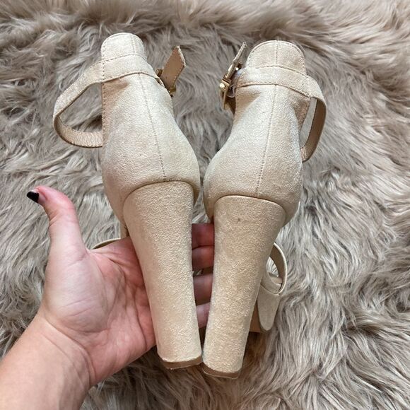 IDIFU Vida Nude Suede Ankle Strap Open-toe Platform Heels - Picture 8 of 10